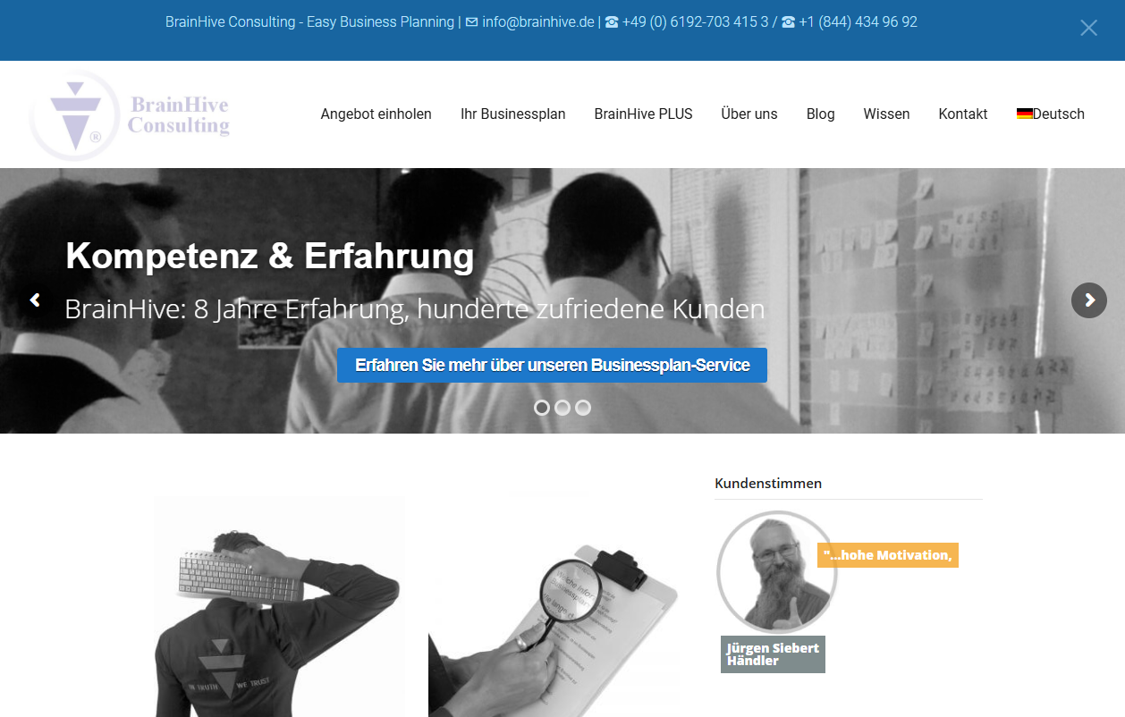 Startseite von BrainHive Consulting