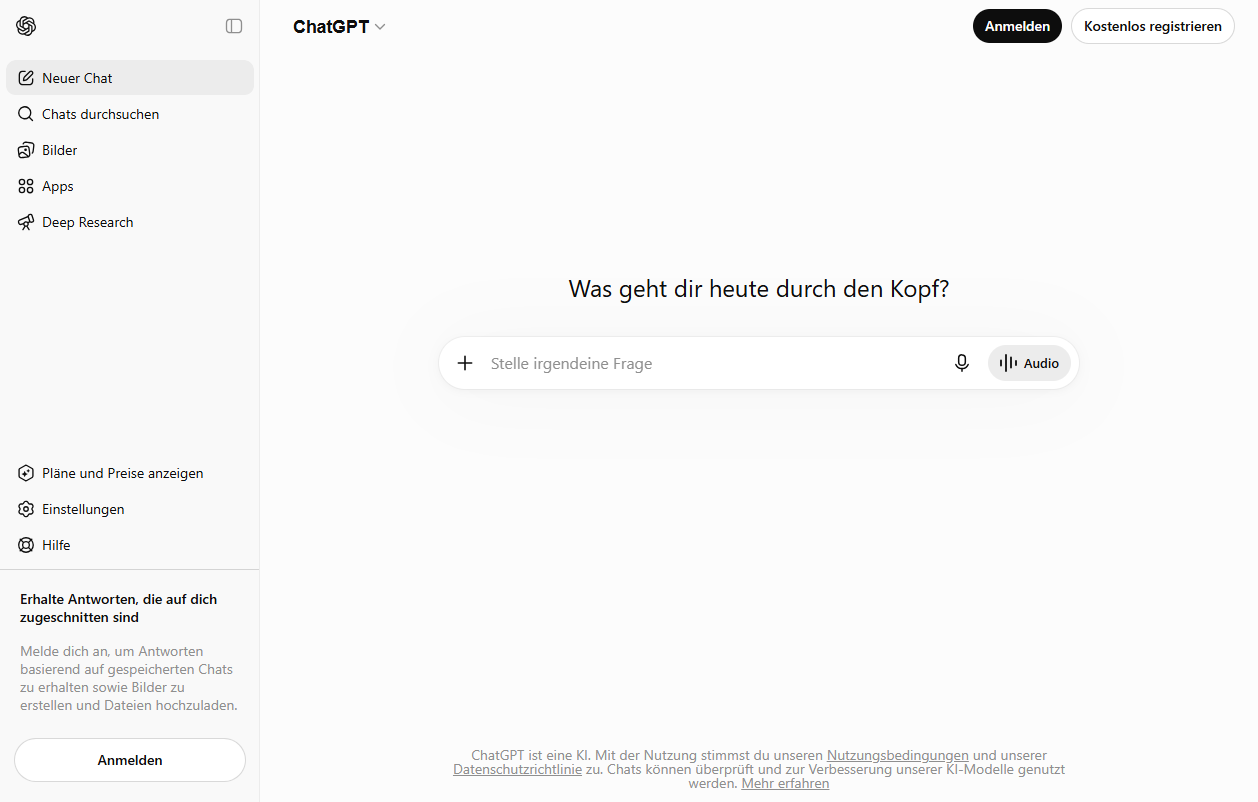 ChatGPT (or Claude / Gemini) homepage