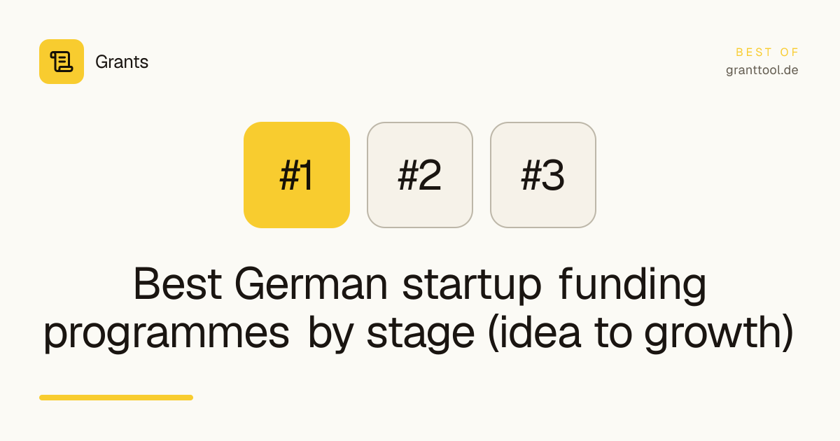 Best German startup funding programmes by stage (idea to growth)