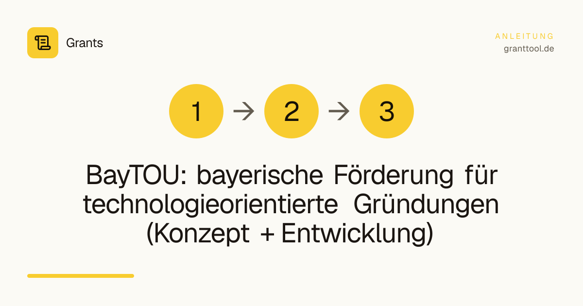 BayTOU: bayerische Förderung für technologieorientierte Gründungen (Konzept + Entwicklung)