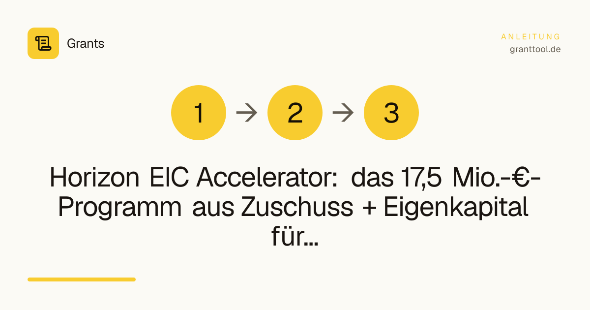 Horizon EIC Accelerator: das 17,5 Mio.-€-Programm aus Zuschuss + Eigenkapital für Deep-Tech-Skalierungen