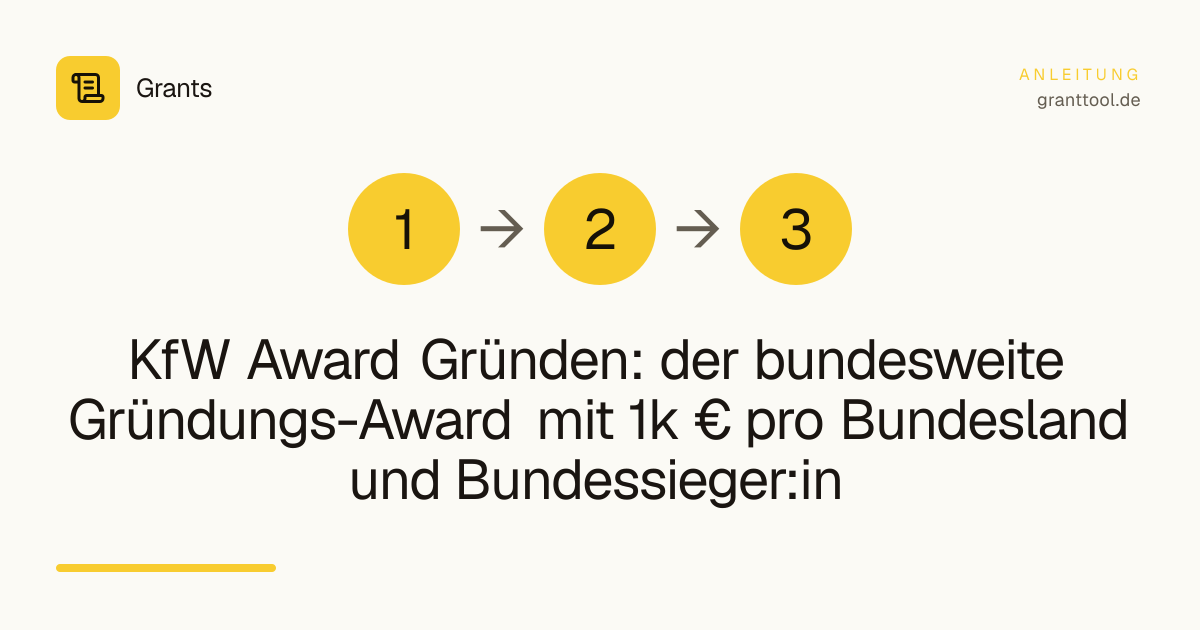 KfW Award Gründen: der bundesweite Gründungs-Award mit 1k € pro Bundesland und Bundessieger:in