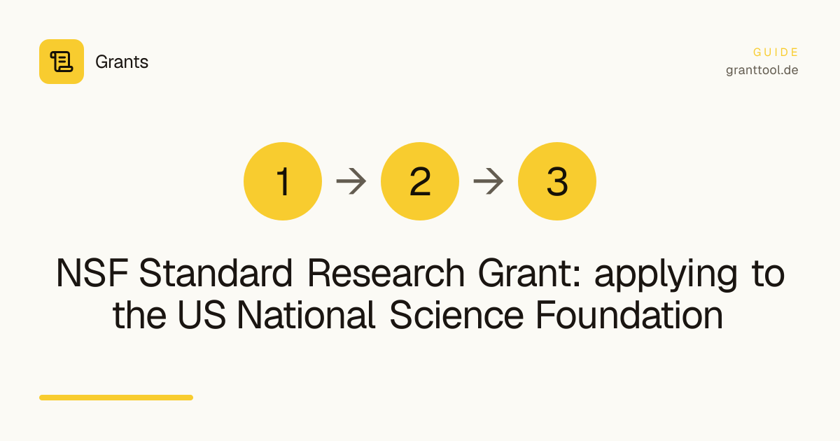 NSF Standard Research Grant: applying to the US National Science Foundation