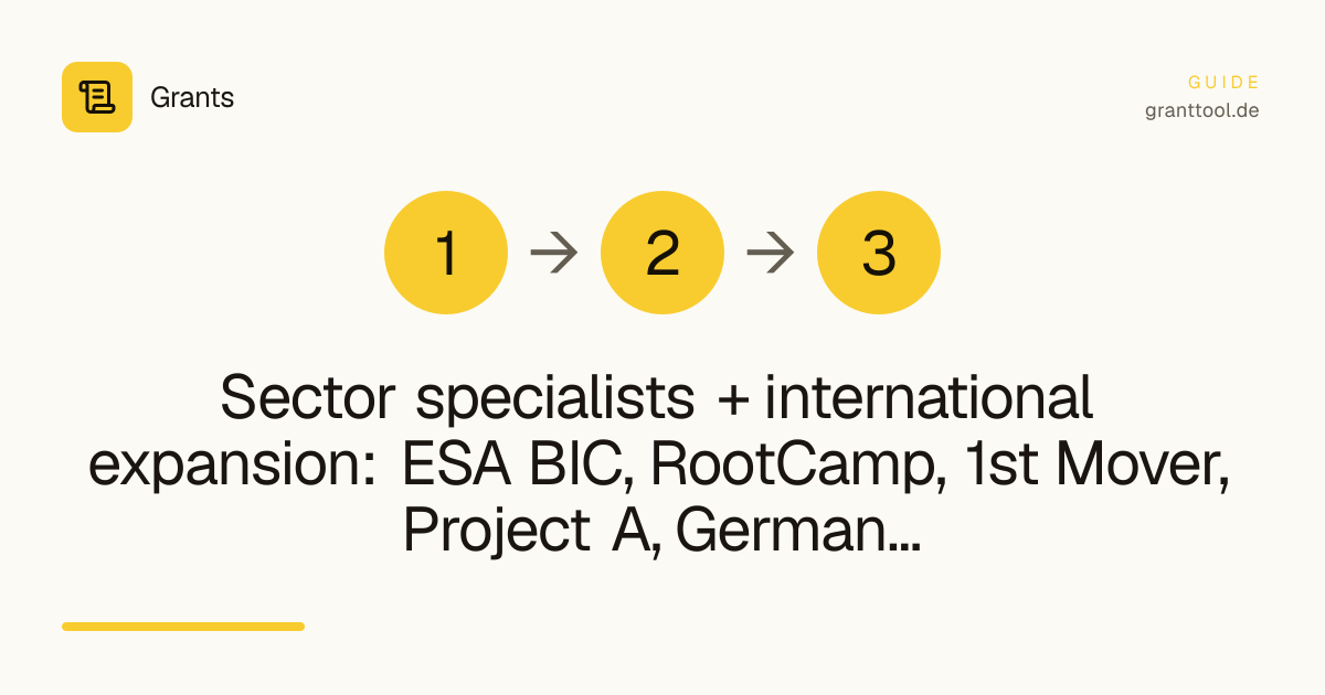 Sector specialists + international expansion: ESA BIC, RootCamp, 1st Mover, Project A, German Accelerator