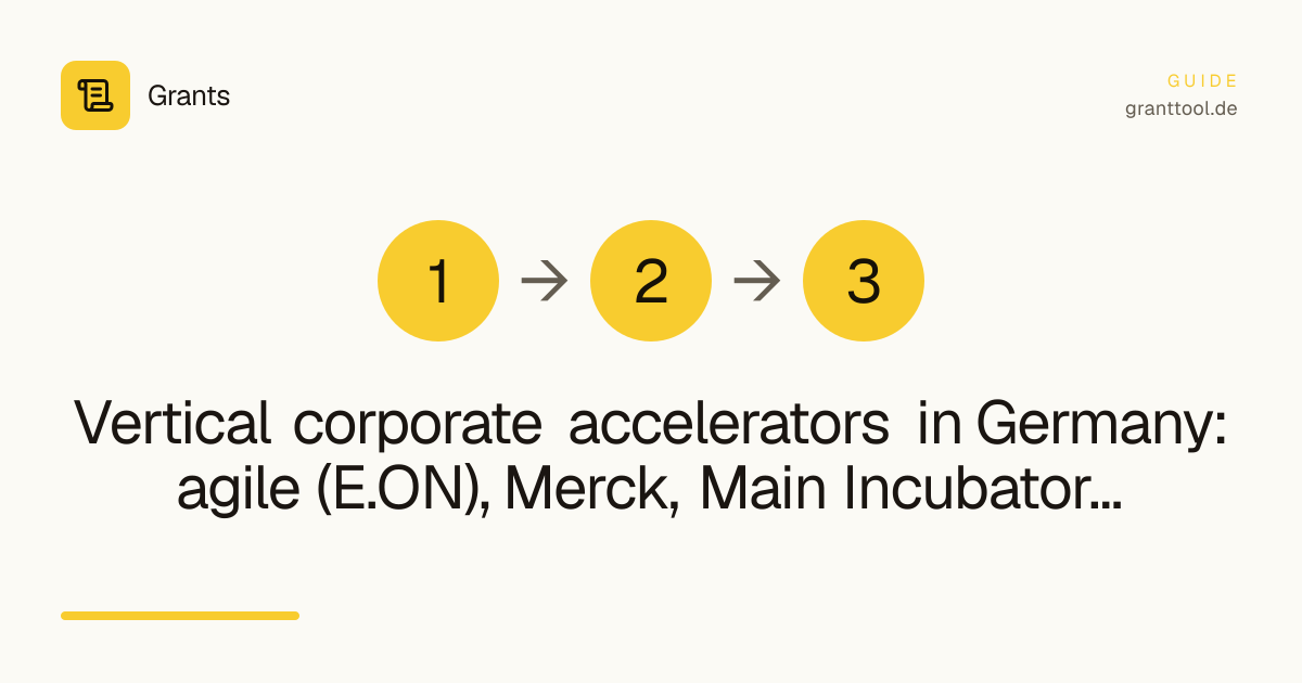 Vertical corporate accelerators in Germany: agile (E.ON), Merck, Main Incubator, Xcelentrepreneurs, Startupbootcamp Digital Health