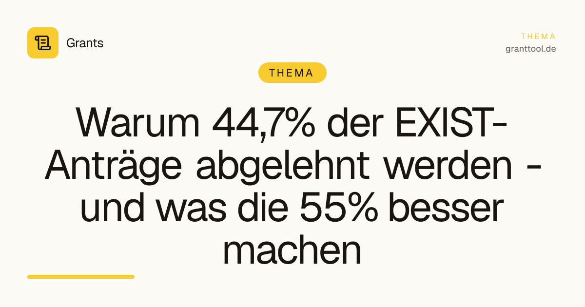 Warum 44,7% der EXIST-Anträge abgelehnt werden - und was die 55% besser machen