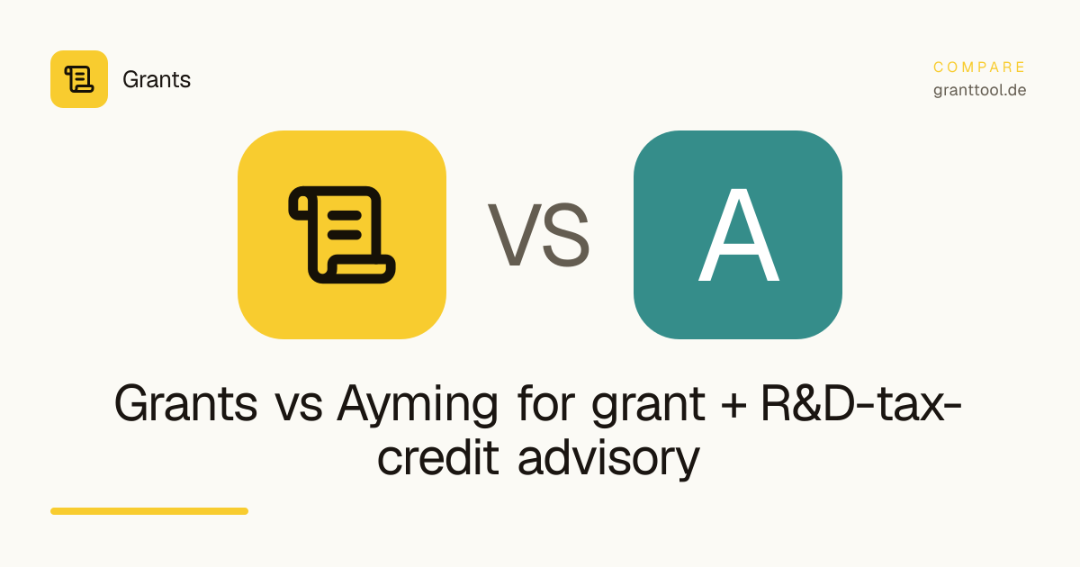Grants vs Ayming for grant + R&D-tax-credit advisory