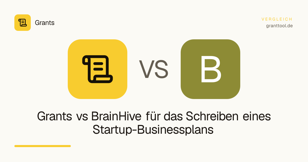 Grants vs BrainHive für das Schreiben eines Startup-Businessplans