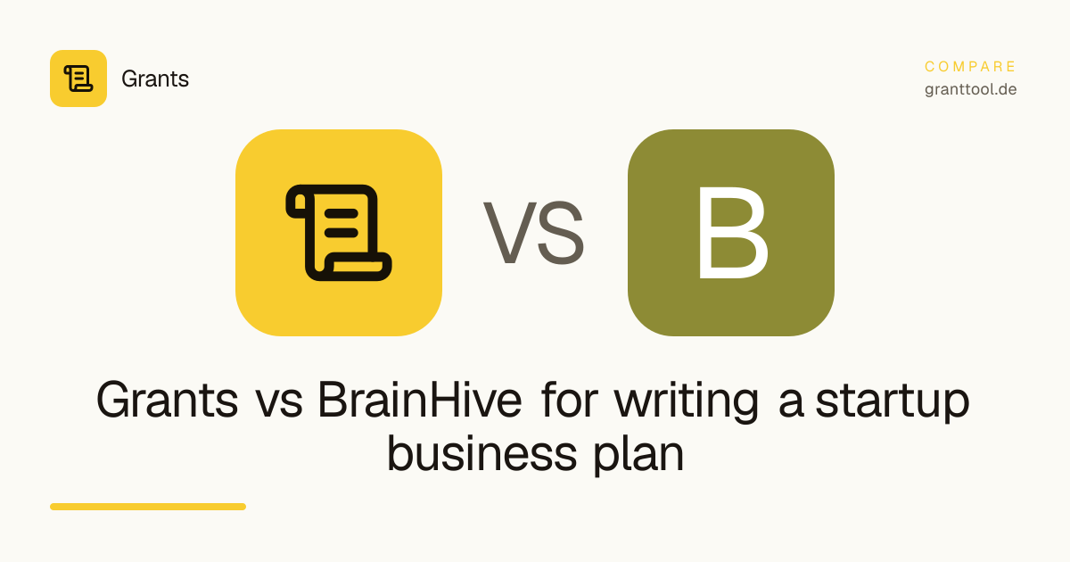 Grants vs BrainHive for writing a startup business plan
