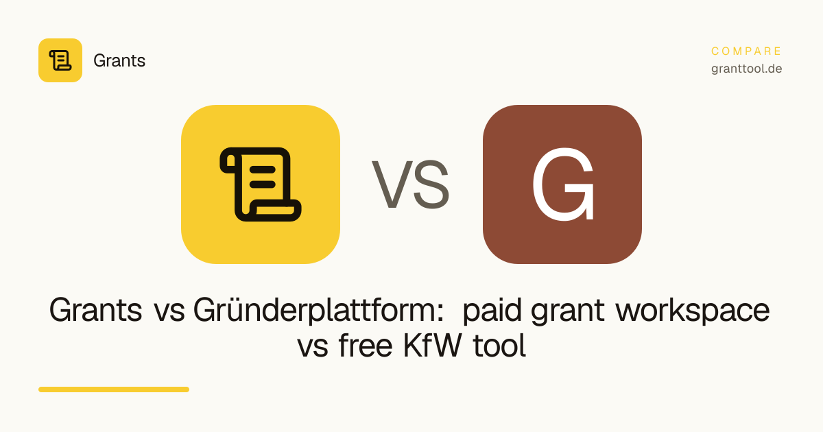 Grants vs Gründerplattform: paid grant workspace vs free KfW tool